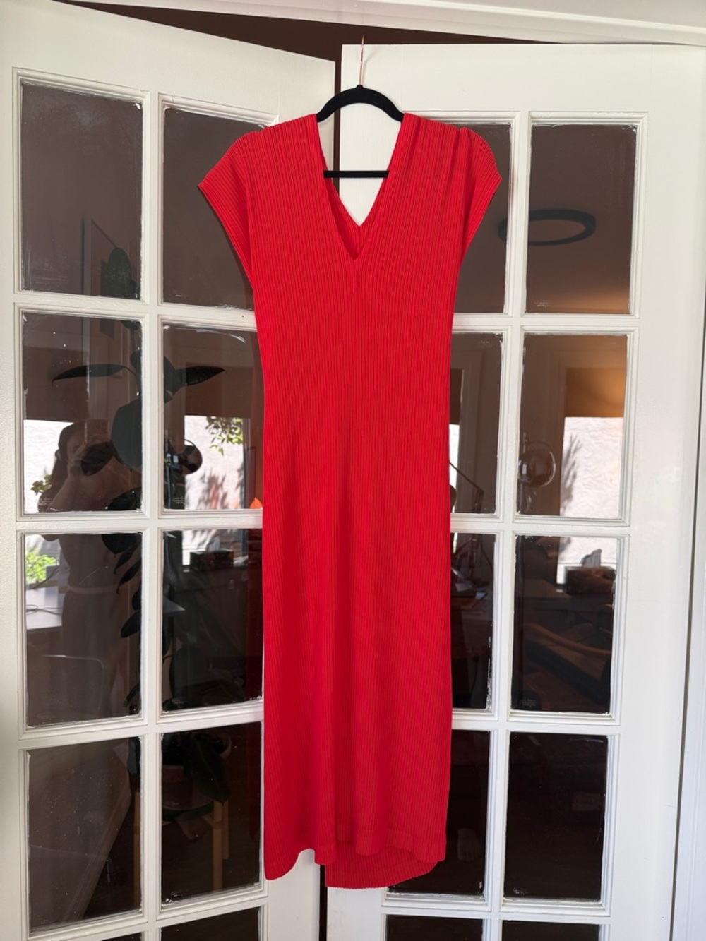 Issey Miyake Red Pleated Wrap Dress